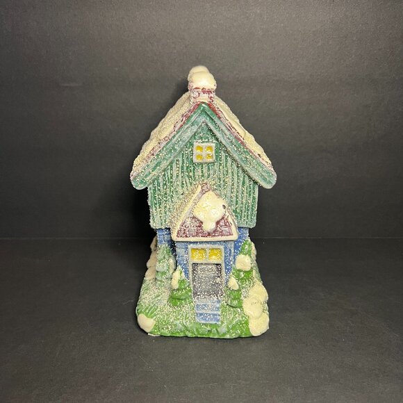 Vintage JC Penny Home Collection Decorative Winter Snow Covered House Candle 6" - Picture 1 of 6